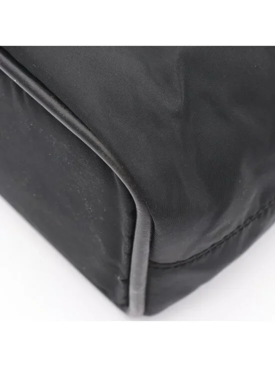 Celine Handbag Circle Logo Black Nylon Leather - Picture 6 of 9